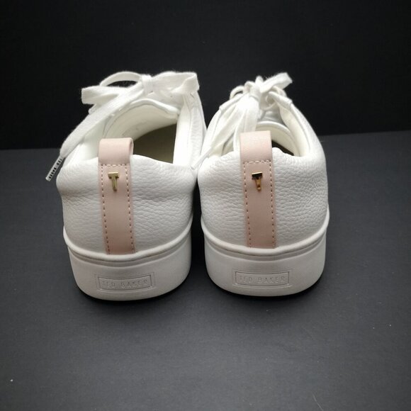 Ted Baker Ladies Size 8 Cushion Insole White w/ Pink Accent Leather Sneakers - Picture 5 of 8